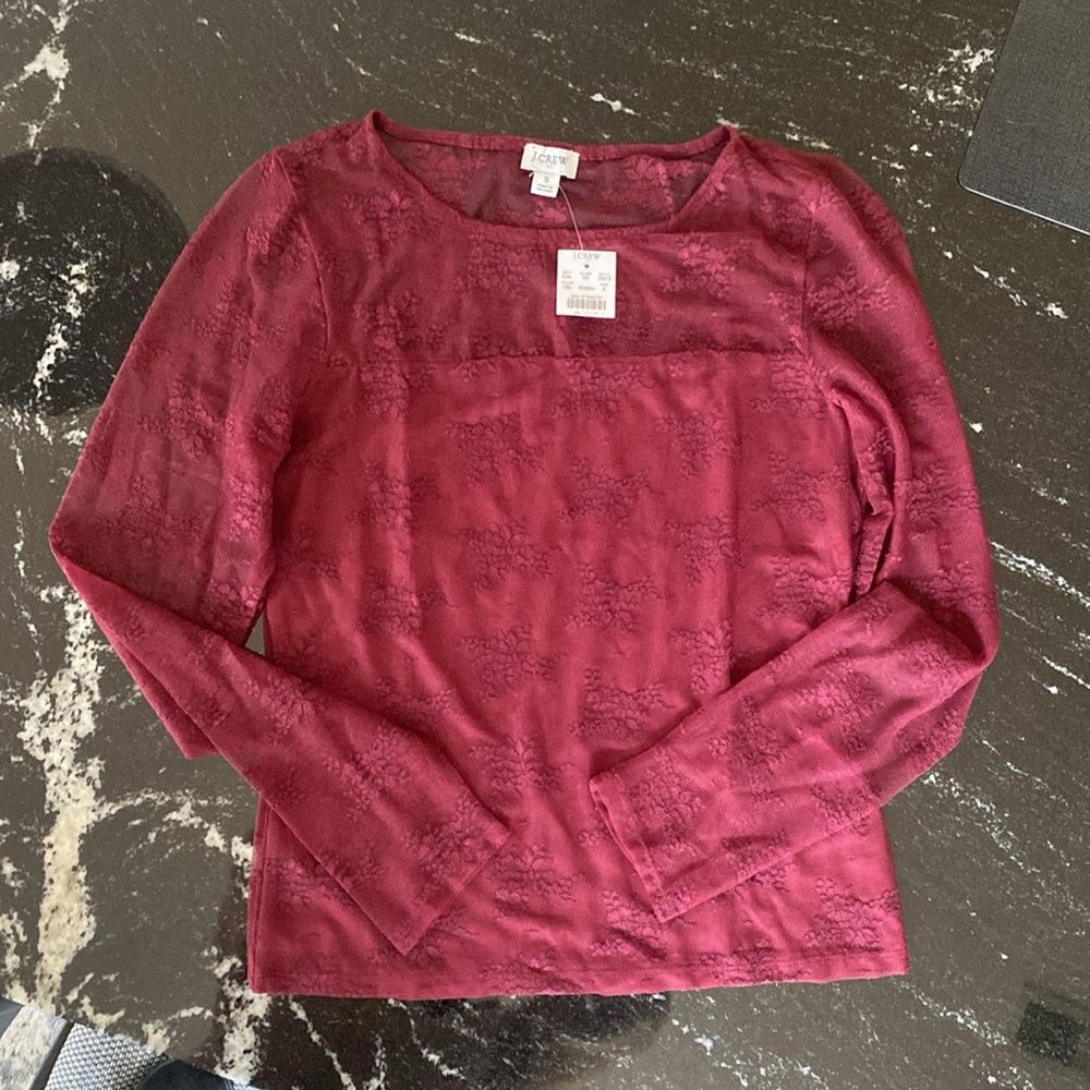 J. Crew Burgundy Floral Lace Lined Top w Stretch Small NWT Sold Out at J. Crew! - Picture 3 of 6